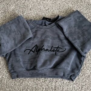 Alphalete Cropped Signature Crew Camo Delta Blue